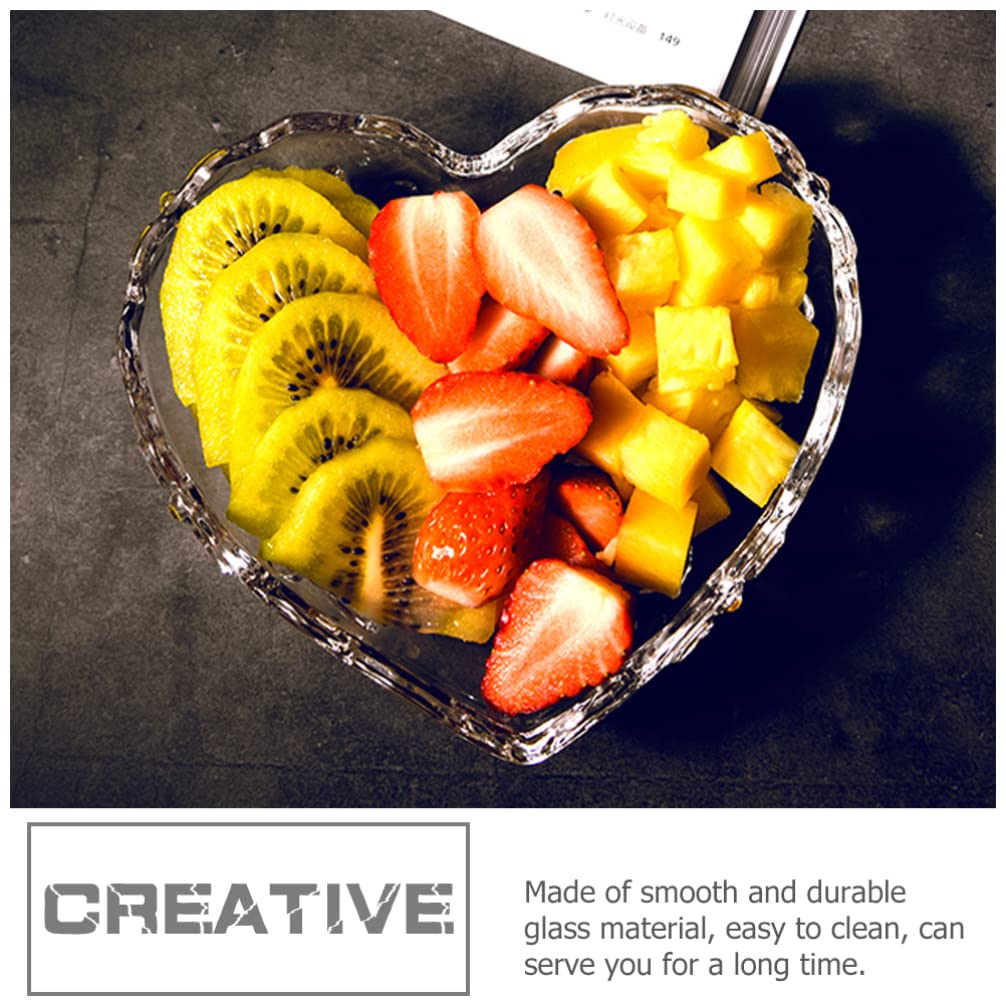 Didiseaon Heart-shaped Snack Plate Fruit Melon Plate Transparent Salad Bowl Heart Food Serving Tableware