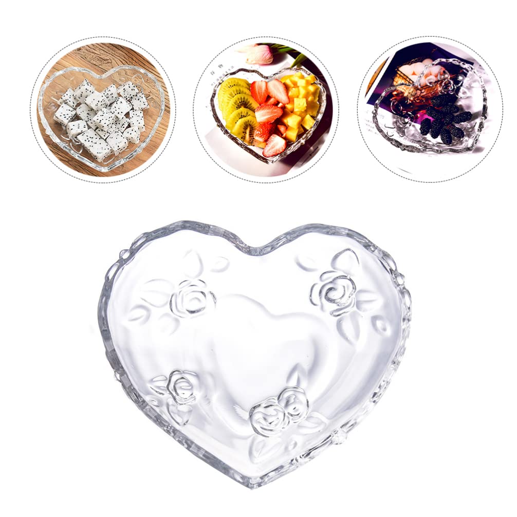 Didiseaon Heart-shaped Snack Plate Fruit Melon Plate Transparent Salad Bowl Heart Food Serving Tableware