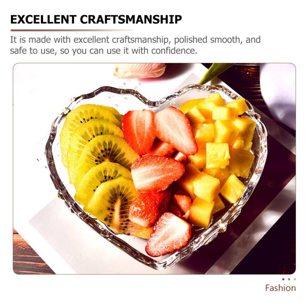 Didiseaon Heart-shaped Snack Plate Fruit Melon Plate Transparent Salad Bowl Heart Food Serving Tableware