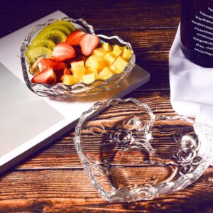 Didiseaon Heart-shaped Snack Plate Fruit Melon Plate Transparent Salad Bowl Heart Food Serving Tableware