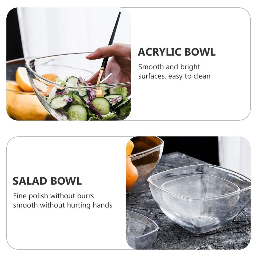 Cabilock Salad Serving Bowl Clear Acrylic Salad Bowl Platter Fruit Holder Mixing Bowl Food Storage Bowl for Dessert Cereal