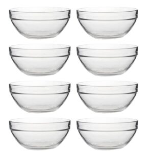 cabilock 8pcs glass bowls mini meal prep bowls clear stackable serving bowls for kitchen prep dessert pudding jelly dips nut salad candy dishes - 2.3x1.1inch