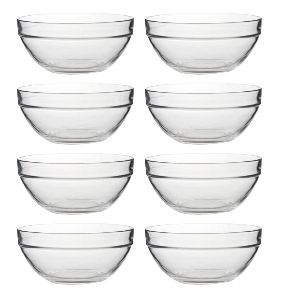 Cabilock 8pcs Glass Bowls Mini Meal Prep Bowls Clear Stackable Serving Bowls for Kitchen Prep Dessert Pudding Jelly Dips Nut Salad Candy Dishes - 2.3x1.1Inch