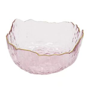 AwakingWaves Japanese Hammer Pattern Glass Salad Bowl for Fruit Snack and Appitizer, Cute Kitchen Household Cooking Gifts for Home Kitchen, Hot Heat Proof Plate Holder, Pink Party Decor (25 oz)