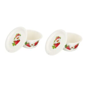 veemoon 2pcs cm fruit holder tray gadget enamels serving keeper household oil bowl washing beating noodles platter salad pot travel with camping container plates lid food dough retro soup