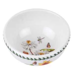 portmeirion exotic botanic garden 5.5” individual fruit salad bowl with white water lily motif | dishwasher, microwave, and oven safe | for cereal, breakfast, or dessert | made in england