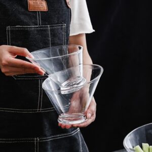 DOITOOL Slant clear ice bucket Cut Glass Bowls Clear Glass Cooking Bowls Dessert Fruit Serving Bowls Glass Terrarium Candy Jar for plastic salad bowl Kitchen plastic ice bucket (19cm)