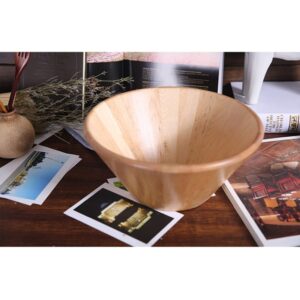 Hemoton Wooden Serving Bowl for Fruits or Salads 28cm Wooden Japanese Style Salad Bowl Rustic Wooden Bowl