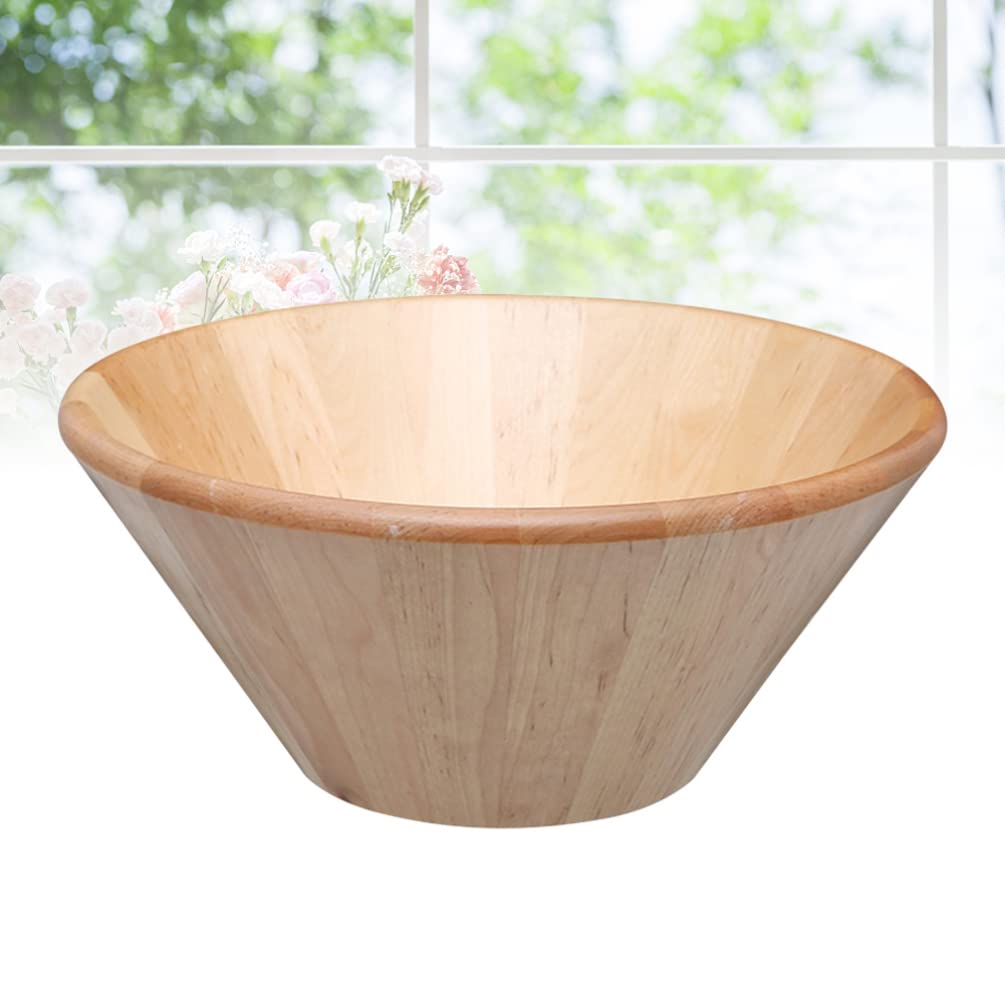 Hemoton Wooden Serving Bowl for Fruits or Salads 28cm Wooden Japanese Style Salad Bowl Rustic Wooden Bowl