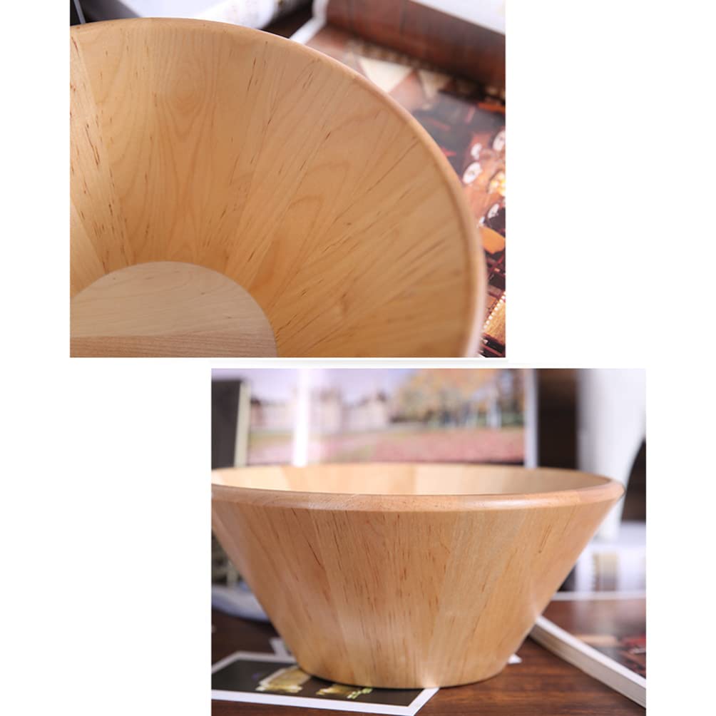 Hemoton Wooden Serving Bowl for Fruits or Salads 28cm Wooden Japanese Style Salad Bowl Rustic Wooden Bowl