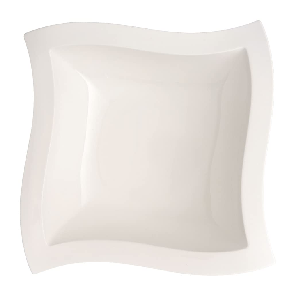 Villeroy & Boch New Wave Square Salad Bowl, 13 in, Premium Porcelain, White