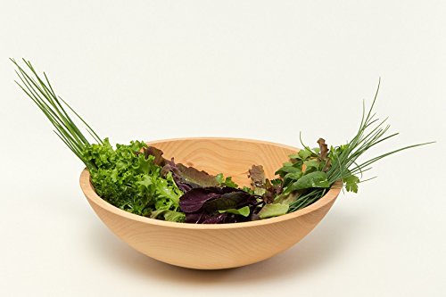 EZ Hold Wooden Chopped Salad Bowl 12" with Matching Maple Handled Mezzaluna