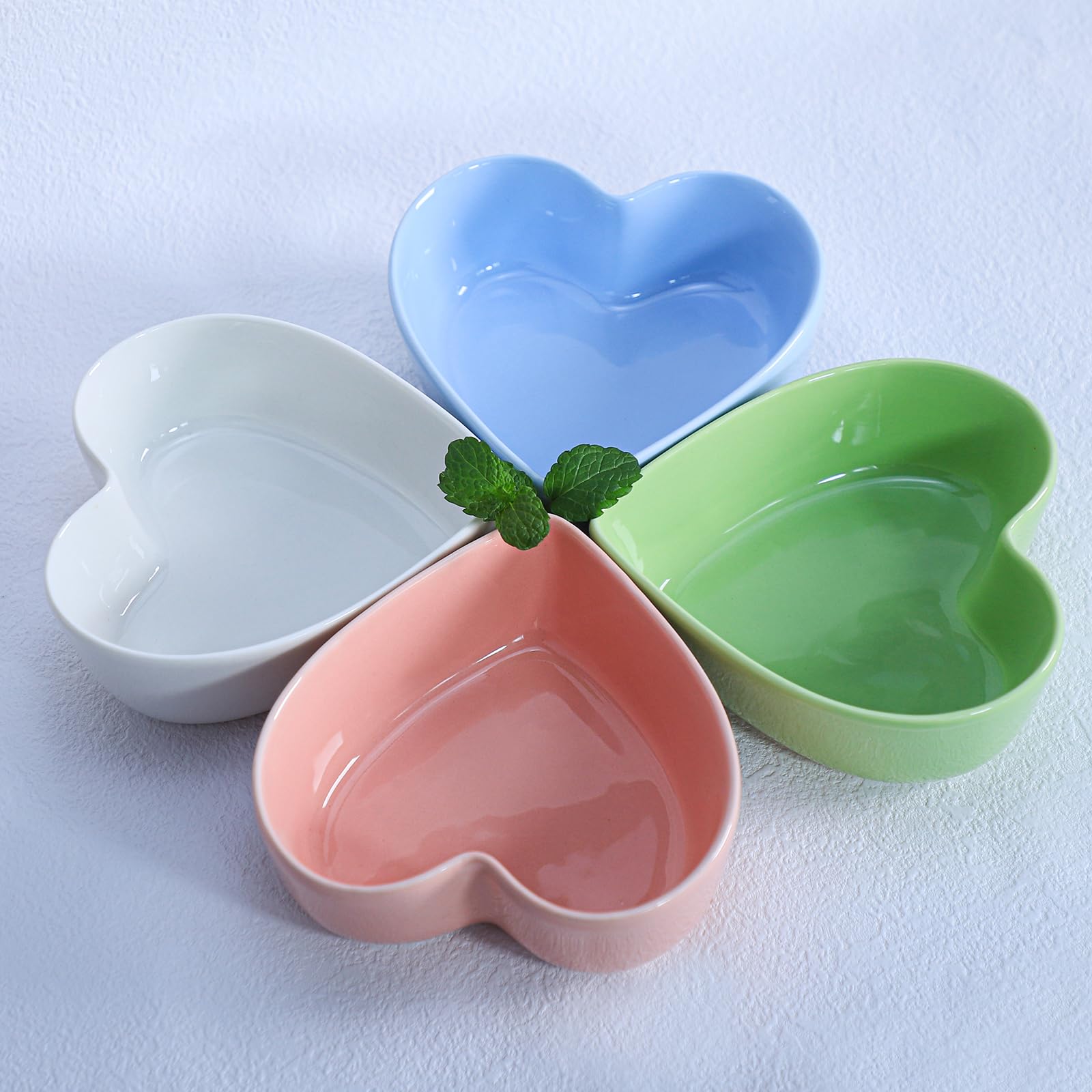 WAIT FLY 2pcs Heart-Shaped Bowls for Salad Soup Snack Dessert Household Cooking Bowls for Home Kitchen, Blue