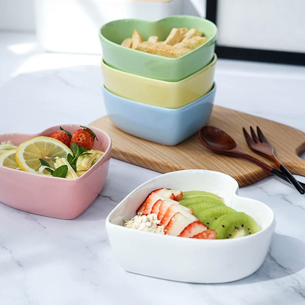 WAIT FLY 2pcs Heart-Shaped Bowls for Salad Soup Snack Dessert Household Cooking Bowls for Home Kitchen, Blue