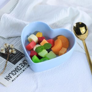 WAIT FLY 2pcs Heart-Shaped Bowls for Salad Soup Snack Dessert Household Cooking Bowls for Home Kitchen, Blue