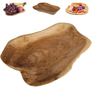 hurricom root wood dish,vintage ring dish hand carved artworks - 11-12 inch,oval shape party platter and tray for sandwich bread serving, appetizer display,