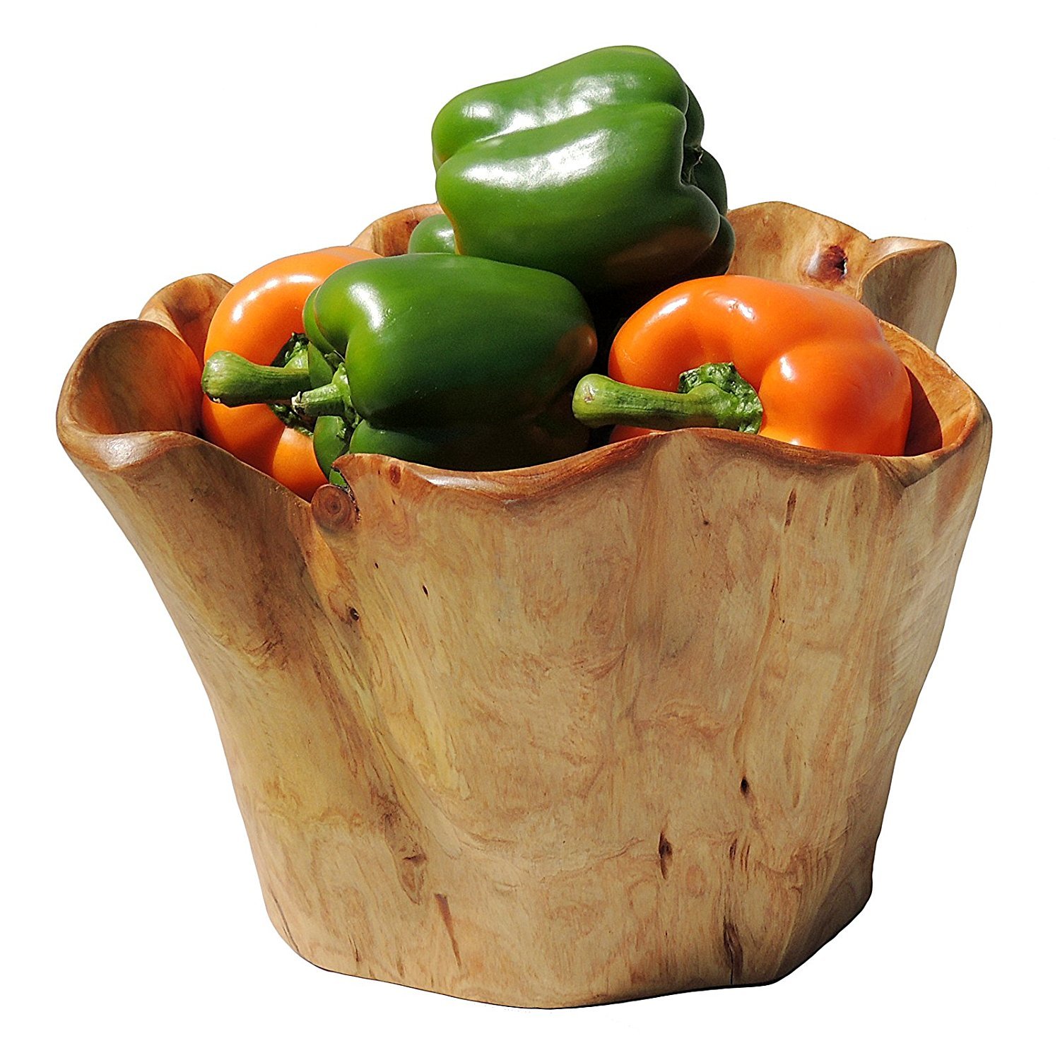 THY COLLECTIBLES Wooden Deep Bowl Handmade Storage Natural Root Wood Crafts Bowl Fruit Salad Serving Bowls (Medium 9"-11")