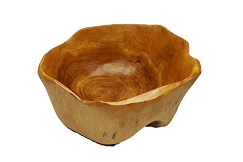 THY COLLECTIBLES Wooden Deep Bowl Handmade Storage Natural Root Wood Crafts Bowl Fruit Salad Serving Bowls (Medium 9"-11")