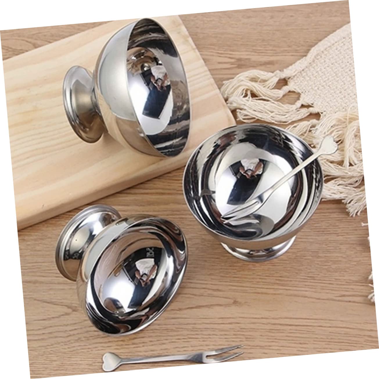 1pc Stainless Steel Dessert Cup Small Terrarium Footed Fruit Bowl Centerpiece Salad Bowl Footed Pudding Cup Candy Bowl Footed Dish Fruit Storage Bowl Mini Salt Stainless Steel