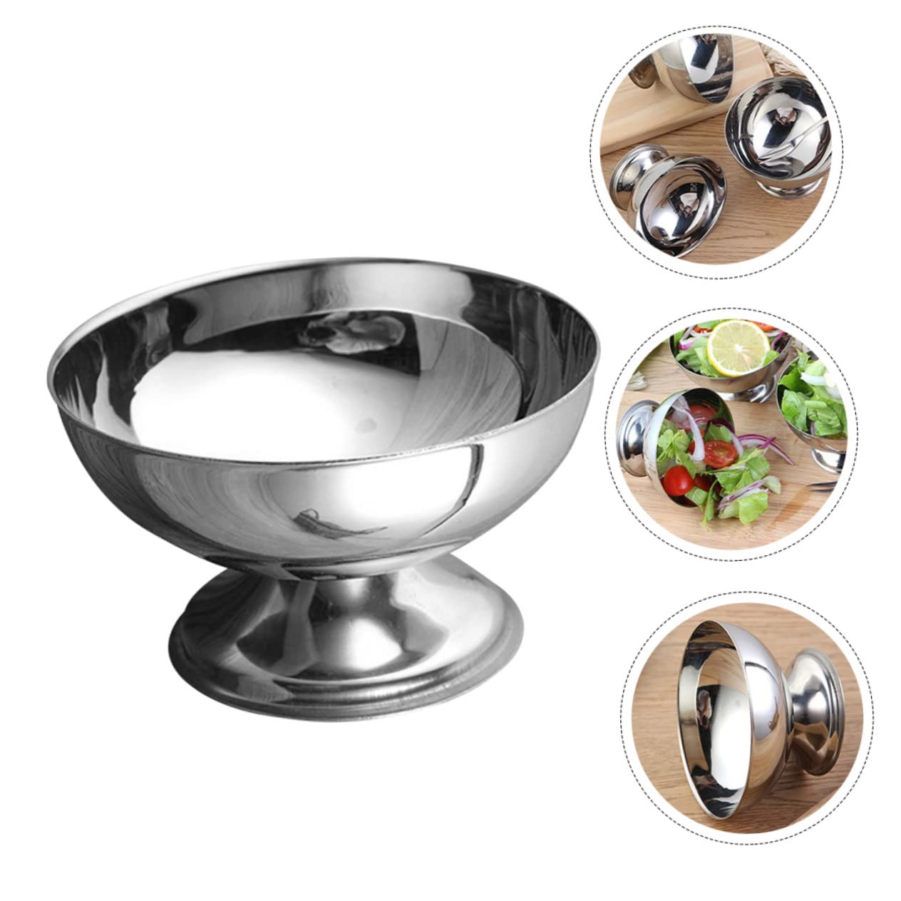 1pc Stainless Steel Dessert Cup Small Terrarium Footed Fruit Bowl Centerpiece Salad Bowl Footed Pudding Cup Candy Bowl Footed Dish Fruit Storage Bowl Mini Salt Stainless Steel