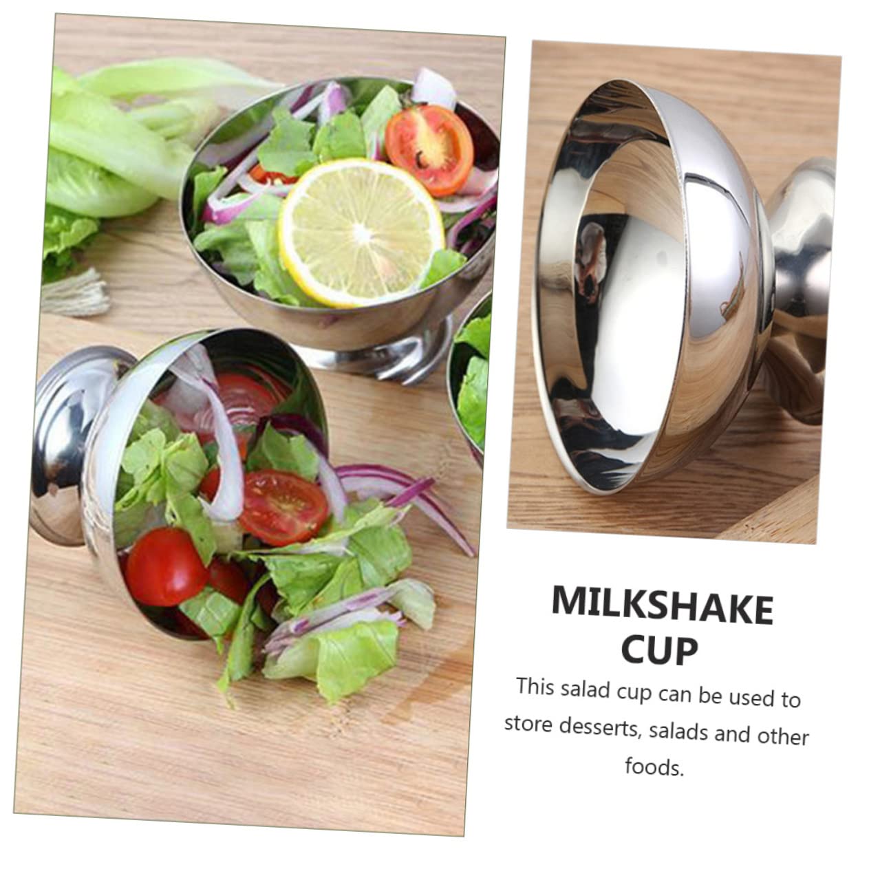 1pc Stainless Steel Dessert Cup Small Terrarium Footed Fruit Bowl Centerpiece Salad Bowl Footed Pudding Cup Candy Bowl Footed Dish Fruit Storage Bowl Mini Salt Stainless Steel