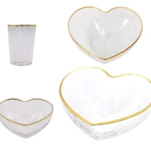 Phnom Penh Glass Bowl Dessert Bird's Nest Salad Bowl Fruit Plate Creative Transparent Heart Shape Breakfast Bowl (4 pcs)