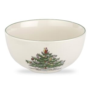 spode christmas tree collection individual fruit salad bowl 5.5-inch, dishwasher, microwave, warm oven, and freezer safe, for cereal, breakfast, dessert