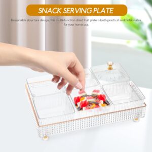Cabilock 1 Set Of Transparent Dry Fruit Tray With Lid Divided Nut Bowl Desserts Serving Plate Snack Bags Candy Paper Dish Appetizer Tray Food Storage Containers Box For Home Party Hotel