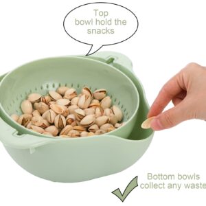 Yesland 3 Pack Nut Bowl Pistachio Bowl - Double Dish Pedestal Serving Snack Dish with Seeds Shell Storage for Pistachios, Cherries, Edamame, Fruits, Candy(Pink, Blue, Green)
