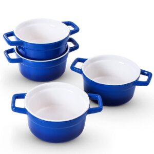 lareina gradient blue 25oz ceramic modern soup bowls set of 4 with handles
