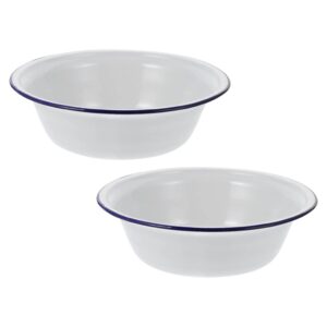 2pcs enamel bowl vintage style enamelware soup bowl round cereal bowl salad serving bowl soup basins 14cm/5.5 inch