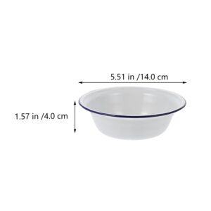 2pcs Enamel Bowl Vintage Style Enamelware Soup Bowl Round Cereal Bowl Salad Serving Bowl Soup Basins 14cm/5.5 inch