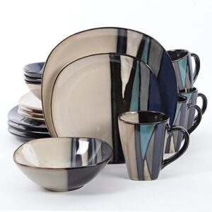 gibson elite althea reactive dinnerware set, teal, service for 4 (16pcs)