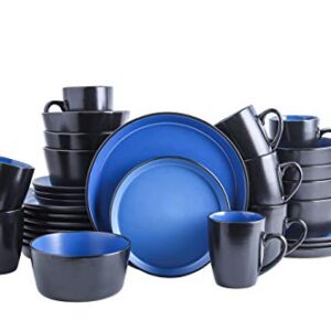 Stone Lain Albie 32-Piece Dinnerware Set Stoneware, Blue and Black