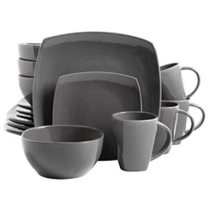 gibson soho lounge square reactive glaze dinnerware set, grey - 97558.16rm, service for 4 (16pcs)