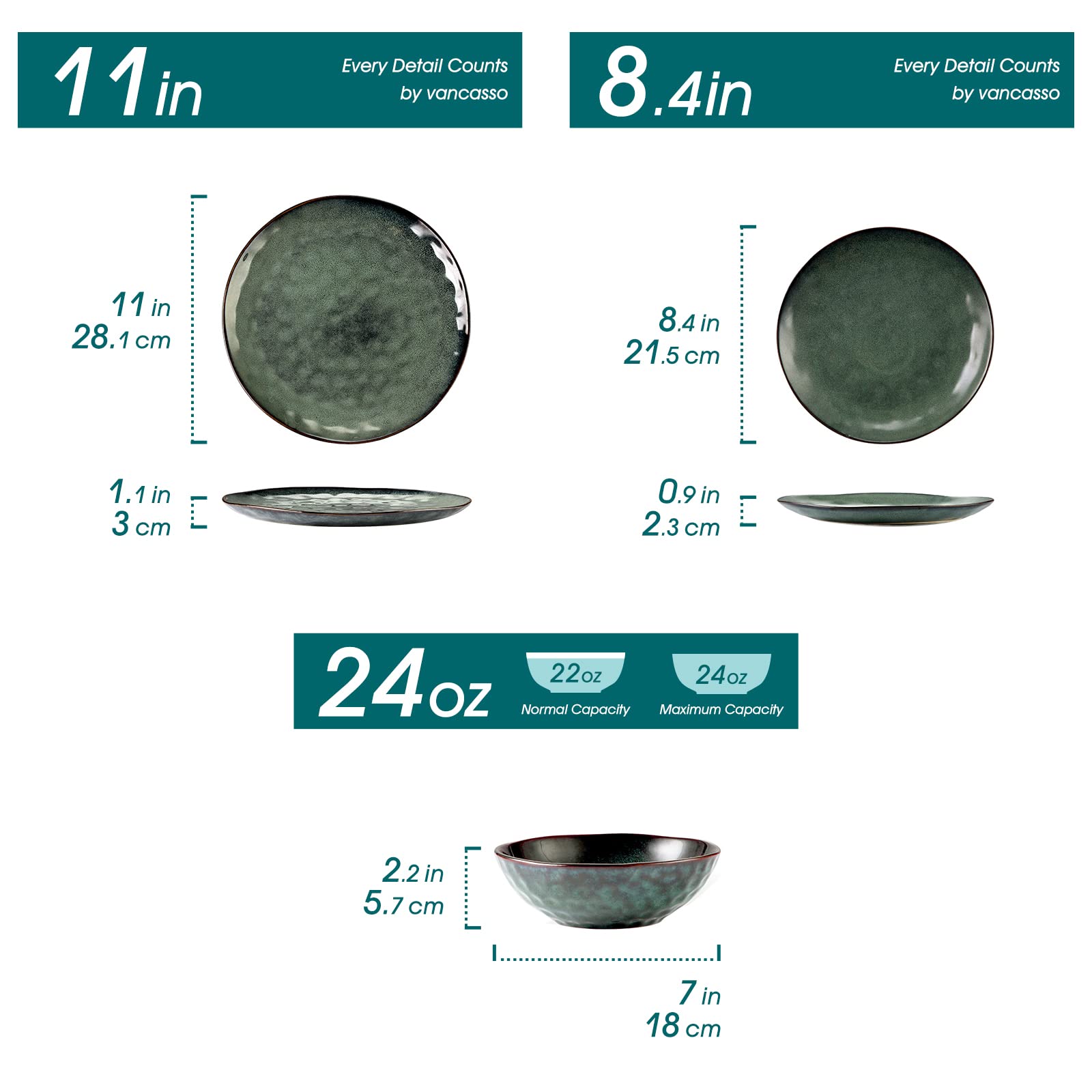 vancasso Starry 12 Pieces Green Dinnerware Set, Reactive Change Glaze Dinner Set, Plates and Bowls Set