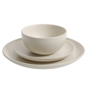 Gibson Home Rockaway Round Stoneware Dinnerware Set, Service for 4 (12pcs), Cream