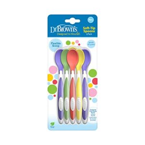 Dr. Brown's Soft-Tip Toddler Spoons with Long Handle for Baby-Led Weaning, BPA Free (Pack of 6)