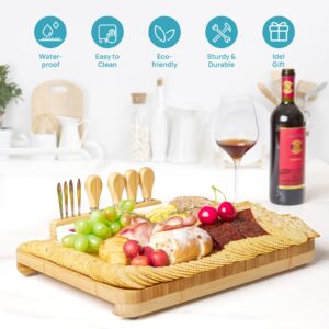 Vtopmart Large Charcuterie Boards, Bamboo Cheese Board & Knife Set, Unique New Home House Warming Gifts Anniversary Wedding Gifts for Couple,Bridal Shower for Women