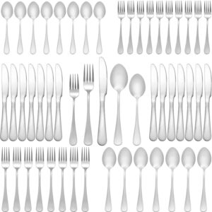 lazycorner 50 pcs silverware set for 10, food grade stainless steel flatware set include fork/knife/spoon, mirror polished eating utensils sets, reusable silverwear cutlery set, dishwasher safe