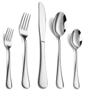 silverware set, 20-piece stainless steel flatware cutlery set service for 4, include knife/fork/spoon, mirror polished and dishwasher safe