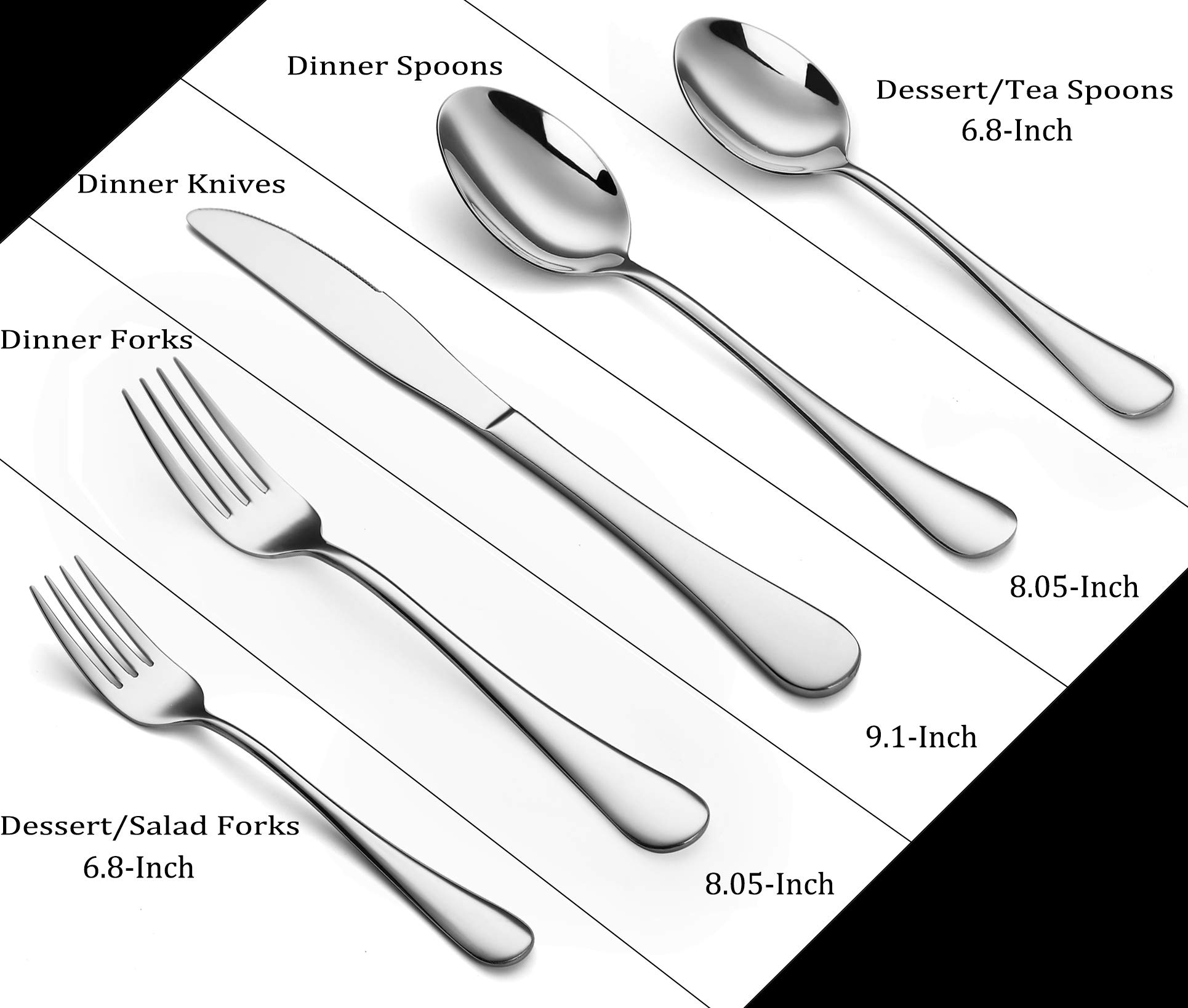 Silverware Set, 20-Piece Stainless Steel Flatware Cutlery Set Service for 4, Include Knife/Fork/Spoon, Mirror Polished and Dishwasher Safe