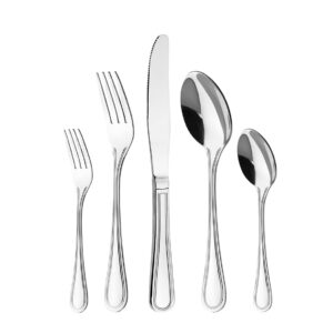 silverware set for 4 people, 20 pieces - otto koning frankfurt- stainless steel flatware set, mirror polished. cutlery set with spoon knife and fork. classic & simple design