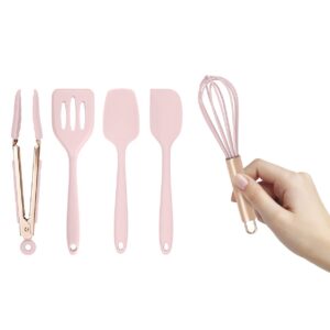 cook with color set of five pink and rose gold silicone mini kitchen utensil set