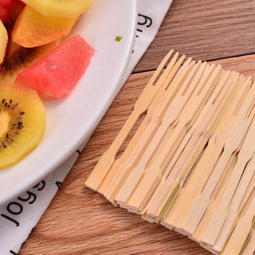 Bamboo Forks 3.5 Inch, Wooden Appetizer Forks Mini Food Picks for Party, Banquet, Buffet, Catering, and Daily Life. (200 PCS)