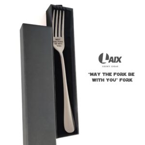 May The Fork Be With You Laser Engraved Stainless Steel Fork with Gift Box, Gift For StarWars Fans