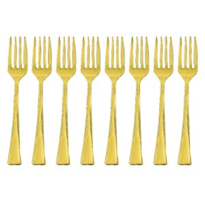 Zappy 100 Mini Gold Forks 3.75" Tiny Plastic Forks Small Fork, Dessert Fork or Cocktail Fork Disposable Plastic Forks Mini Taster Forks Or Tasting Forks Pickle Fork Appetizer Forks Gold Plastic Forks