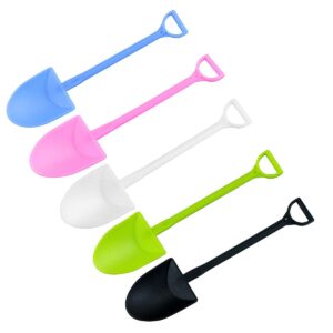 newbested 100 pcs colorful mini shovel shape spoons,disposable plastic ice cream dessert pudding yogurt sugar shovel spoon(4.8 inch,mixed color)