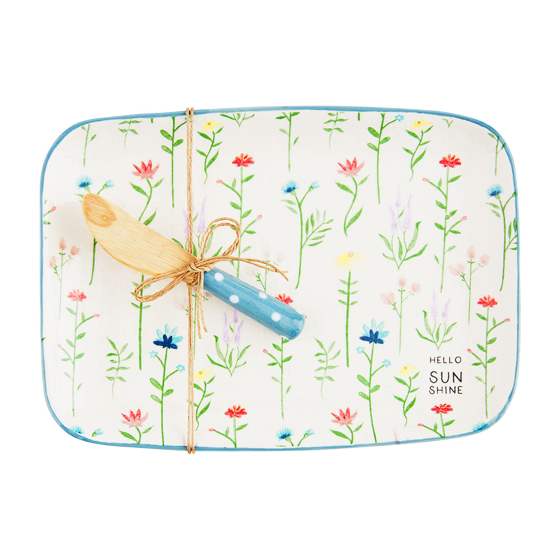 Mud Pie Floral Fruit Cheese Set, Floral, 10" x 7" | speader 5.75"