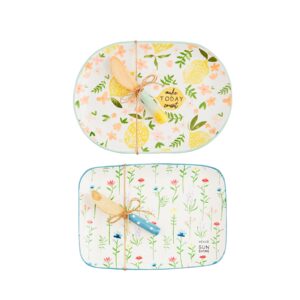 Mud Pie Floral Fruit Cheese Set, Floral, 10" x 7" | speader 5.75"